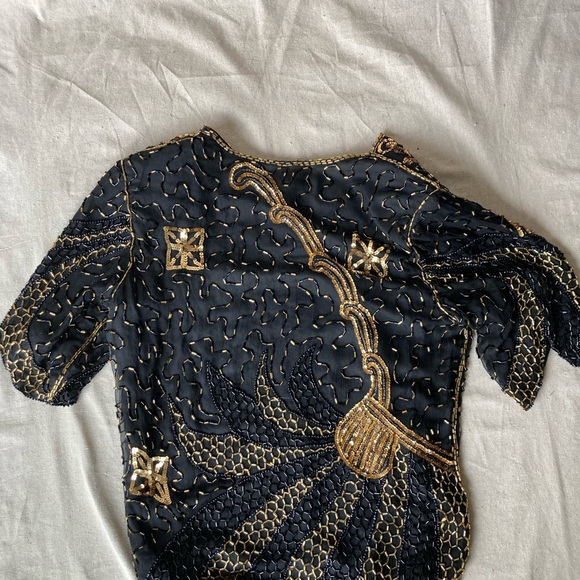 Vintage Black and Gold Embroidered Top - Picture 3 of 5